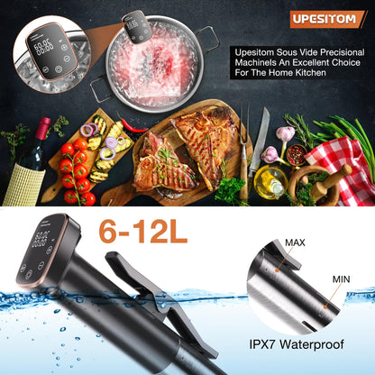 Sous Vide Machine, Sous Vide Cooker 1100W Sous Vide Precisional Machine, Ultra-quiet Working, Accurate Temperature, Immersion Circulator, IPX7 Waterproof, Touch Control, Digital Timer, Fast Heating