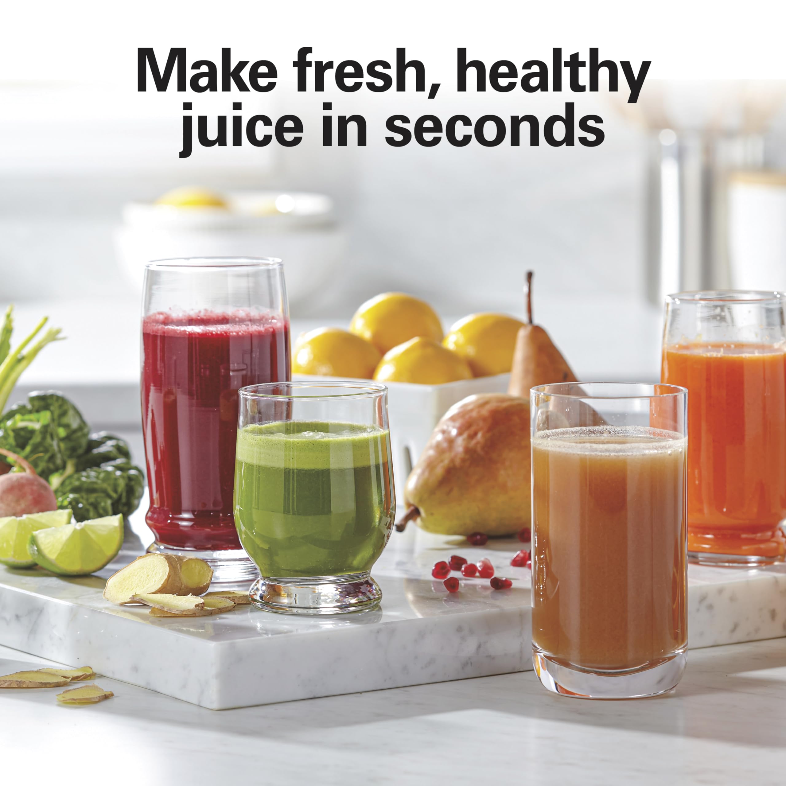Hamilton Beach Juicer Machine, Big Mouth Large 3” Feed Chute for Whole Fruits and Vegetables, Easy to Clean, Centrifugal Extractor, BPA Free, 800W Motor, Black