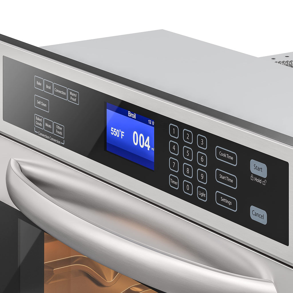 KoolMore KM-WO30S-SS 30-Inch 5 Cu. Ft. Electric Premium Single Wall Quiet, Rapid Convection, 7 Cook and Baking Modes, Large Capacity Oven, Stainless-Steel Unit, Self-Cleaning, Silver