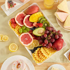 Lifewit Serving Tray Plastic for Party Supplies, 15" x 10" Platters for Serving Food, 3 pcs White Reusable Tray for Veggie, Snack, Fruit, Cookies, Desserts in Kitchen/Pantry Organization