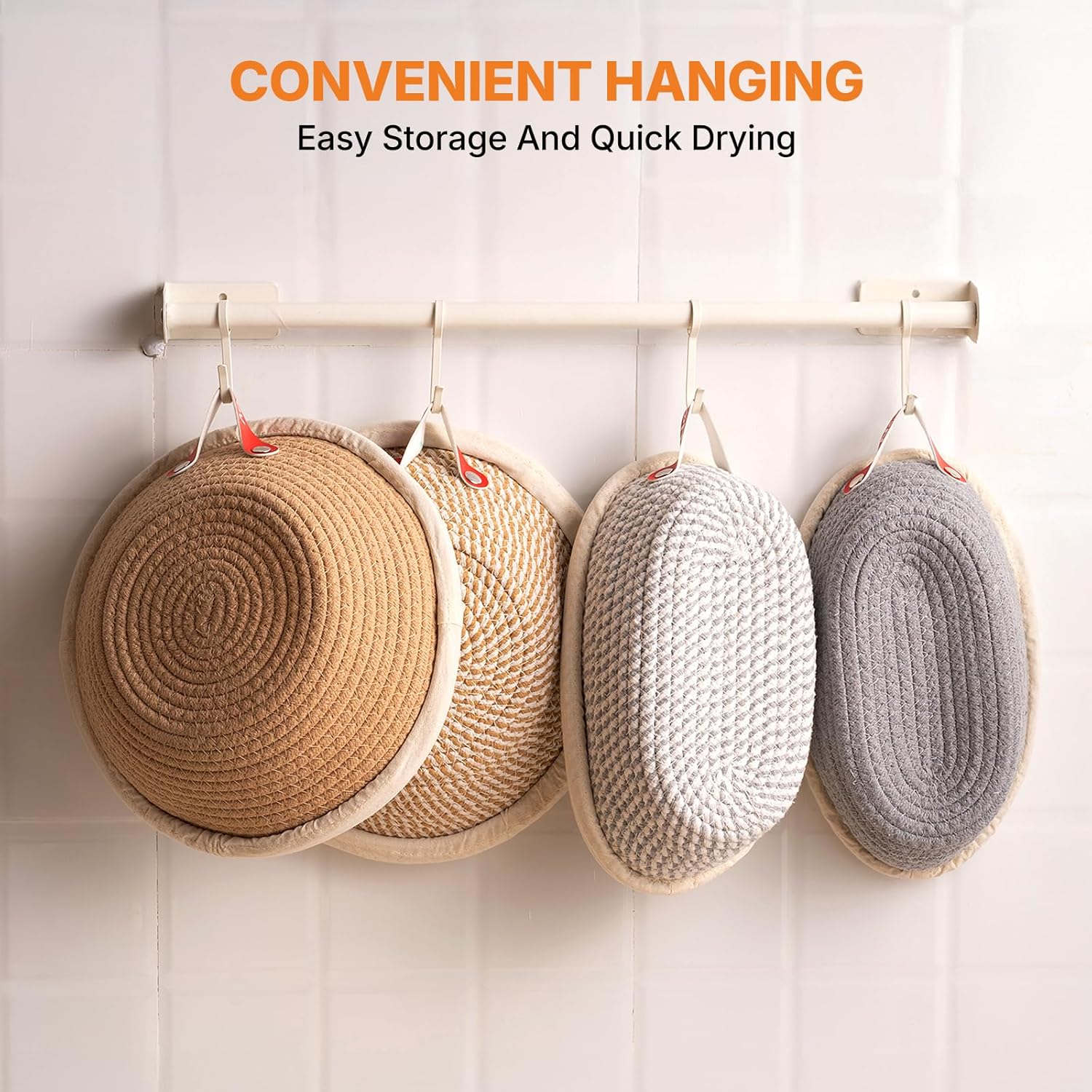 Banneton Bread Proofing Basket Set - Oval & Round Sourdough Proofing Baskets - Sourdough Proofing Bowls Bread Baking Supplies With Liner & Cloth Cover - Cotton Rope Banneton Basket for Baking