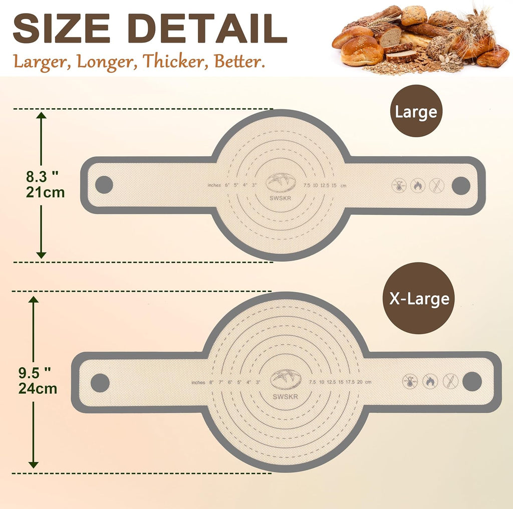 Silicone Bread Sling for Dutch Oven, 2 Pcs Non-Stick & no objectional odor Bread Baking Mat Set, antislip Reusable Bread Sling with Long Handle to Transfer Sourdough, large, Gray