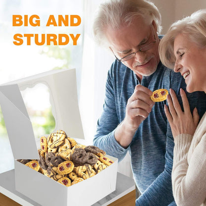 SELMY CAKE BOXES 10 inch Cake Box with Boards and Stickers [12-Pack] Cake Box with Window White Cake Boxes 10x10x5