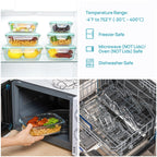 Vtopmart 8 Pack Szklane pojemniki do przechowywania żywności z hermetycznymi pokrywkami, Szklane pojemniki do przygotowywania posiłków, Bento Boxy na lunch, do kuchenki mikrofalowej, piekarnika, zamrażarki i zmywarki, bez BPA