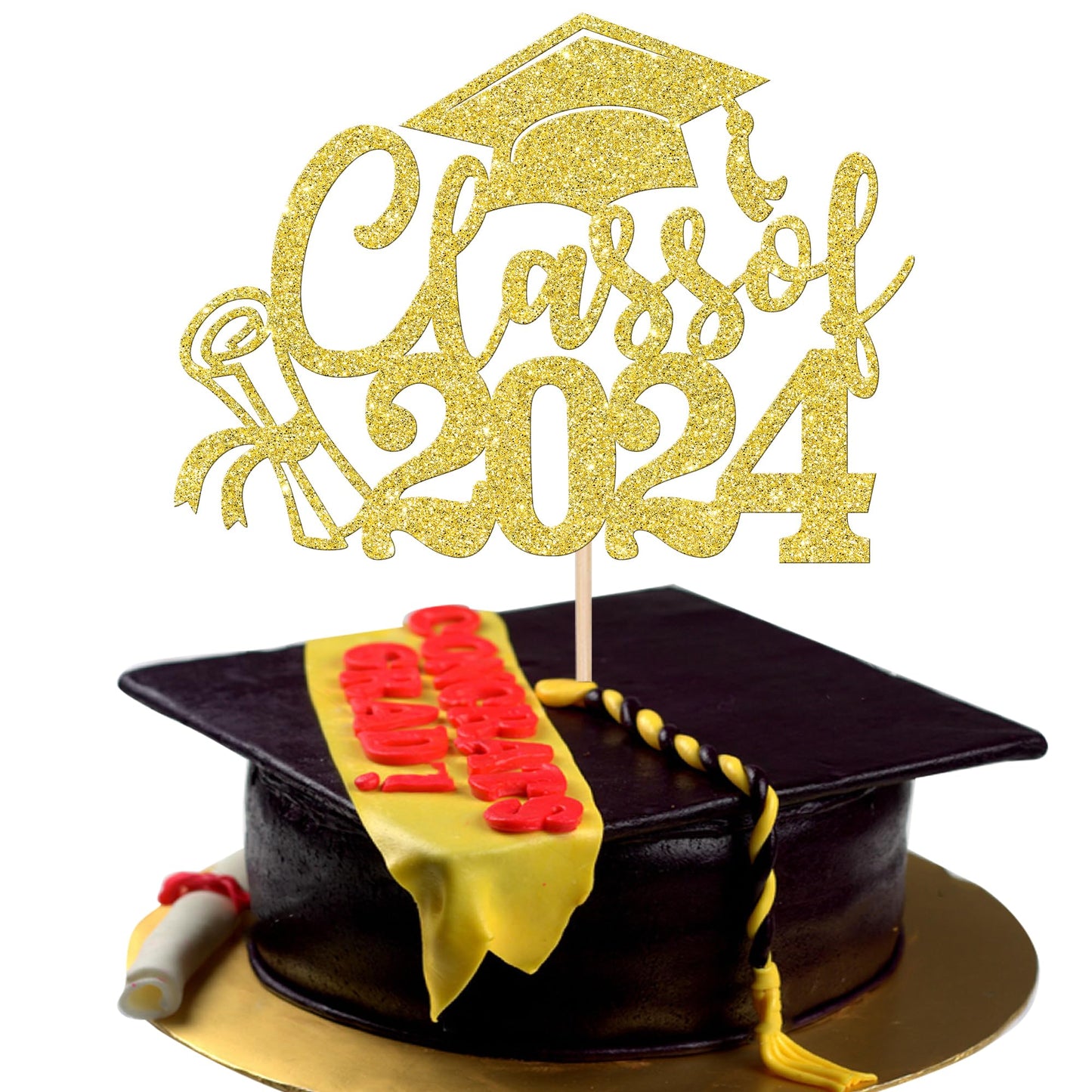 24 PCS 2025 Graduation Cupcake Toppers Glitter Diploma Congrats Grad Cap Cupcake Picks Class of 2025 Cake Decorations for 2025 Graduation Theme Party Supplies Pink