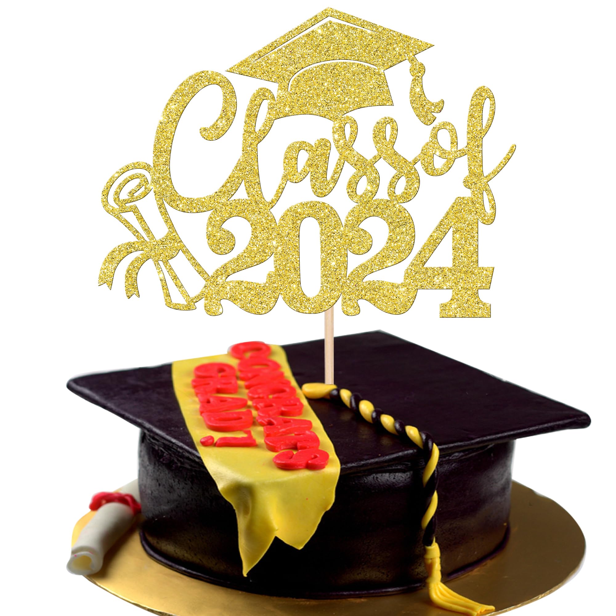 24 PCS 2025 Graduation Cupcake Toppers Glitter Diploma Congrats Grad Cap Cupcake Picks Class of 2025 Cake Decorations for 2025 Graduation Theme Party Supplies Pink