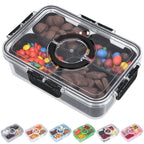 Snackle Box Container with Lid- Travel Charcuterie Box with Handle - Organizer for Candy, Fruit, Nuts, Veggies, Snacks, Beach Essentials, Portable Lunch Box (Pink, Small)