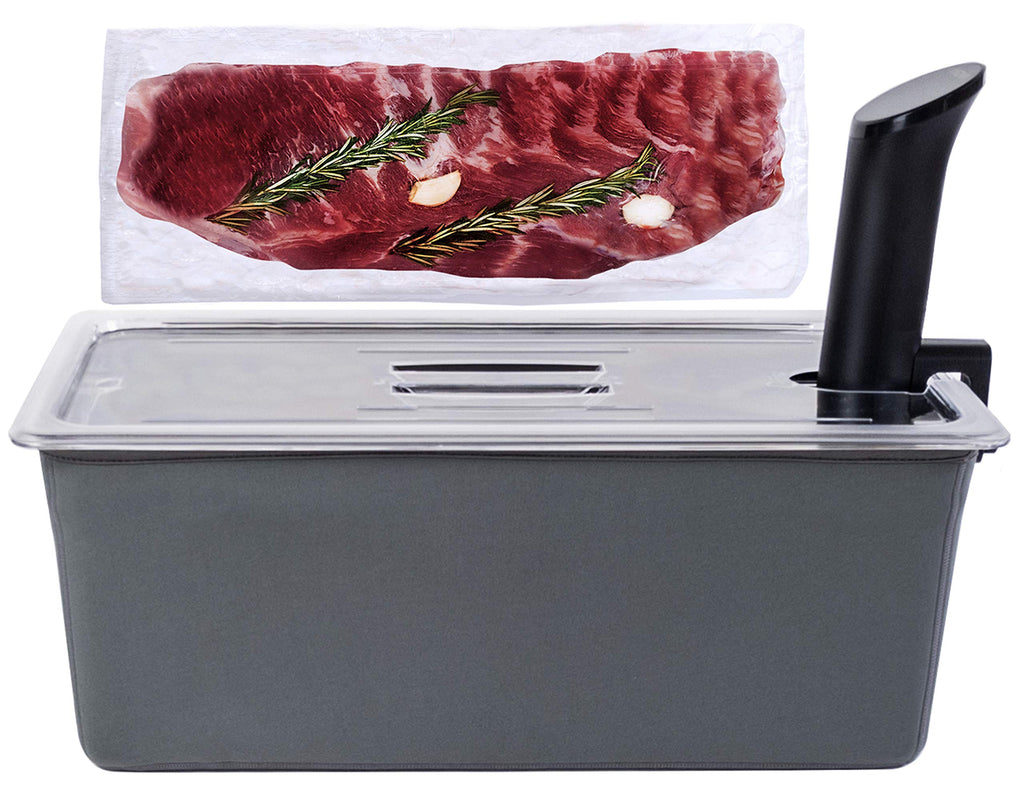 Великий контейнер Väeske Sous Vide з кришкою та ізоляційним чохлом | Аксесуари для Sous Vide | Сумісний з плитами Anova, Anova Nano, Joule, Instant Pot, Sous Vide (26 кварт)