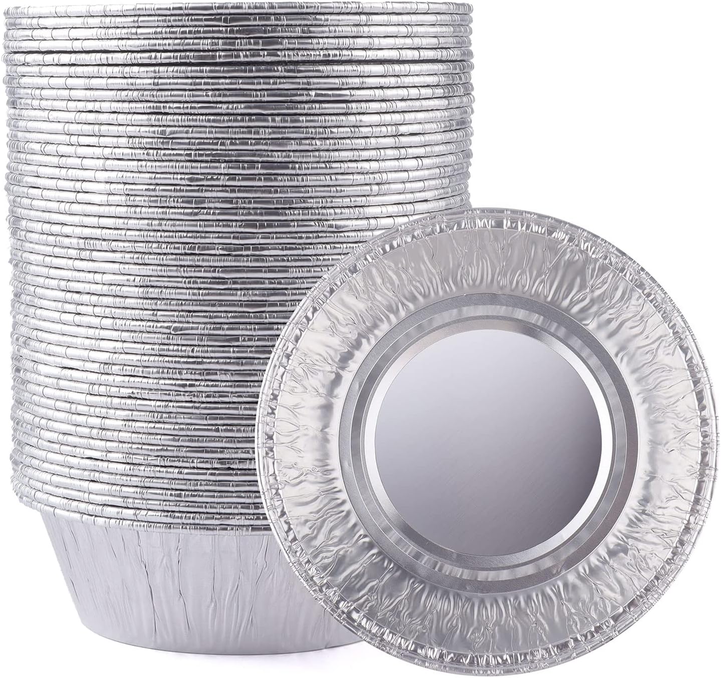4 Inch Aluminum Foil Mini Pie Pans 50Pcs - Disposable Small Mini Pie Tins Pot Pie Tins For Bakeries, Cafes, Restaurants - Durable Mini Tart Pans for Pie, Fruit Tarts, Quiche (50, 4 Inch)