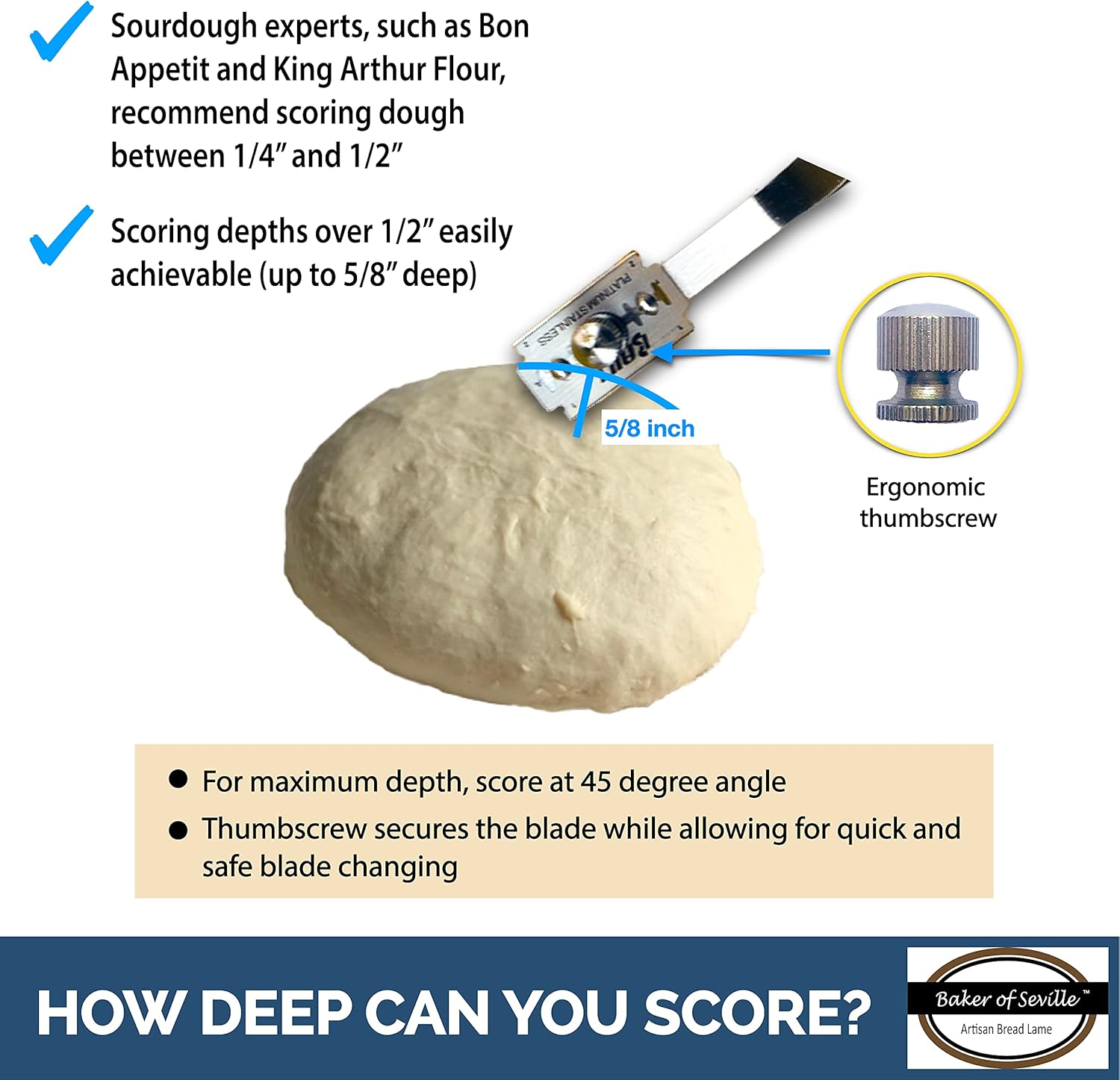 Bread Lame – Now with 6 Included blades. Change from Straight or Curved Blade Lame in seconds with the Patented Design. Built for professional and serious bakers.