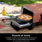 Ninja Woodfire Outdoor Pizza Oven, 8 w 1 przenośny elektryczny piec do pieczenia, nagrzewa się do 700°F, 5 ustawień pizzy Artisan, zintegrowana wędzarnia BBQ, zawiera aromatyzowane peletki drzewne, terakota czerwona