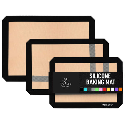 Zulay Kitchen 16.5"x11.6" 2-Pack Silicone Baking Mat - Reusable Nonstick Baking Sheet - Dark Gray