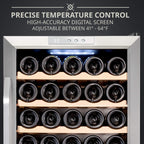 Ivation 34 Bottle Compressor Wine Cooler Refrigerator w/Lock | Large Freestanding Wine Cellar For Red, White, Champagne or Sparkling Wine | 41f-64f Digital Temperature Control Fridge Stainless Steel