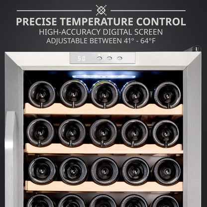 Ivation 34 Bottle Compressor Wine Cooler Refrigerator w/Lock | Large Freestanding Wine Cellar For Red, White, Champagne or Sparkling Wine | 41f-64f Digital Temperature Control Fridge Stainless Steel