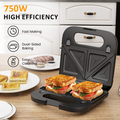 Sunvivi Waffle Iron, Panini Press Grill and Sandwich Maker Set, 3 in 1 Electric Sandwich Press with Removable Non-Stick Plates, Indicator Lights & Cool Touch Handle 750W