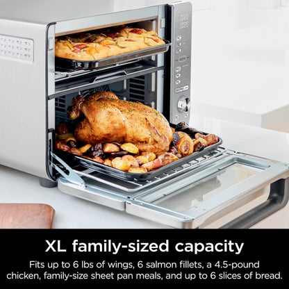 Ninja Countertop Oven Double Stack XL & Air Fryer with Pro Cook System, 12-in-1, Flexdoor, FlavorSeal, SMART FINISH with DualZone Technology, Air Fryer, Bake, Broil, Reheat, Stainless Steel, DCT651