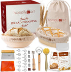 Banneton Bread Proofing Basket Set of 2-9" Round & 10" Oval - Rattan Sourdough Proofing Baskets and Sourdough Bread Baking Supplies for home bakers.
