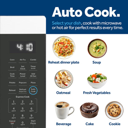 GE GCST10A1WSS 4-in-1 Microwave Oven, 1,050 Watts Air Fryer, Broiler & Convection Mode, Kitchen Essentials for The Countertop or Dorm Room, Child-Lock Technology 1.0 Cu. Ft, Stainless Steel