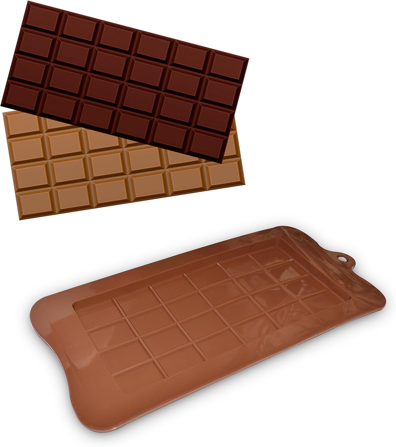 homEdge Break-Apart Chocolate Molds, Set of 4 Packs Food Grade Non-Stick Silicone Protein and Energy Bar Molds