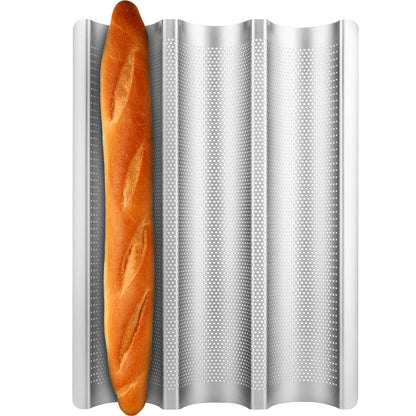 Baguette Pan French Bread Pans For Baking Pans, Nonstick 2 Slots Perforated Italian Loaf Pan Mold Long French Bread Pan Golden