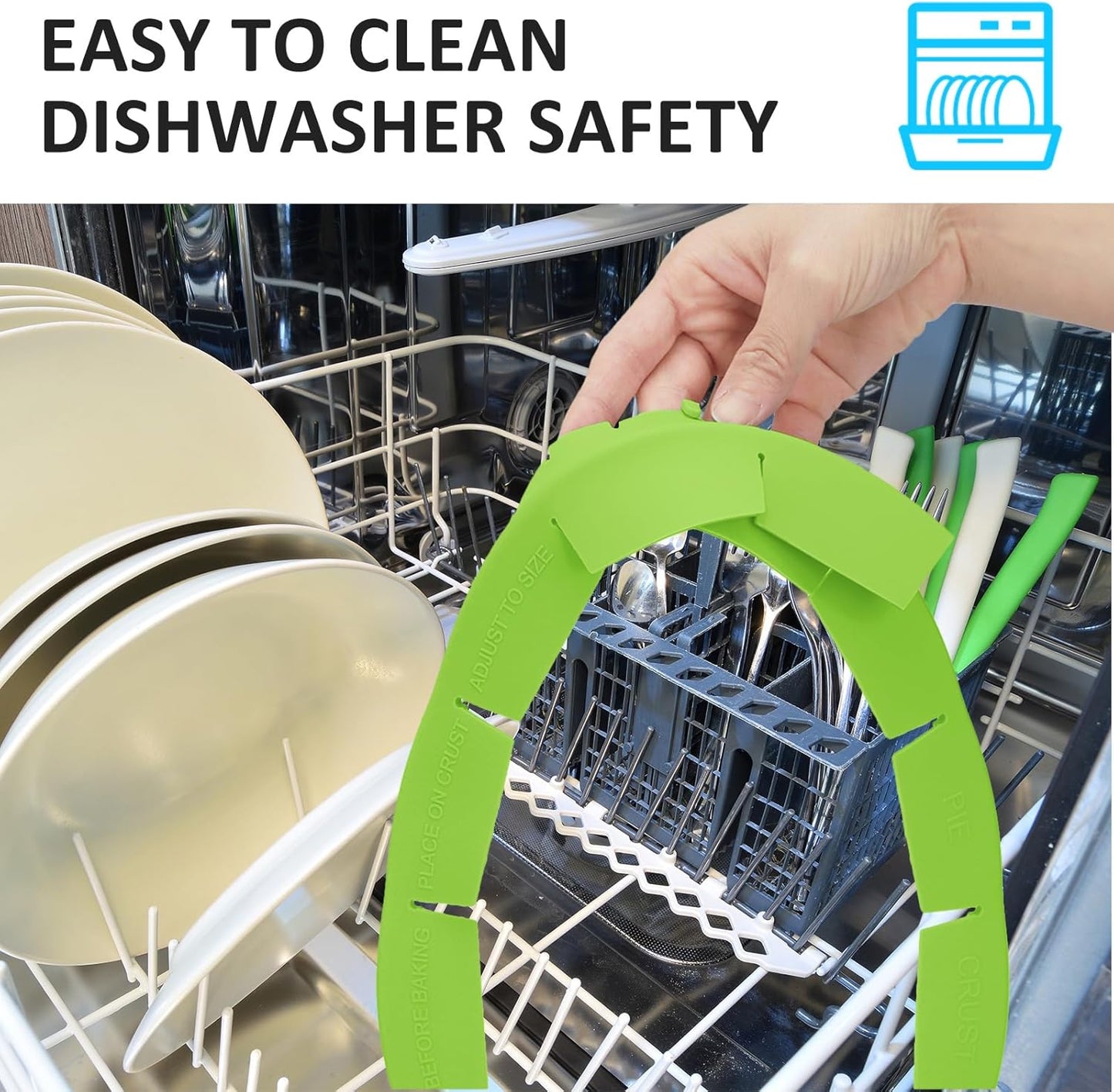 Feilifan Silicone Pie Protectors, Adjustable Silicone Pie Crust Shield Reusable Pie Edge Protector Protector Kitchen Tool for Baking Pie Fit 8" - 11.4" Diameter Pies (2 Pack, Green)