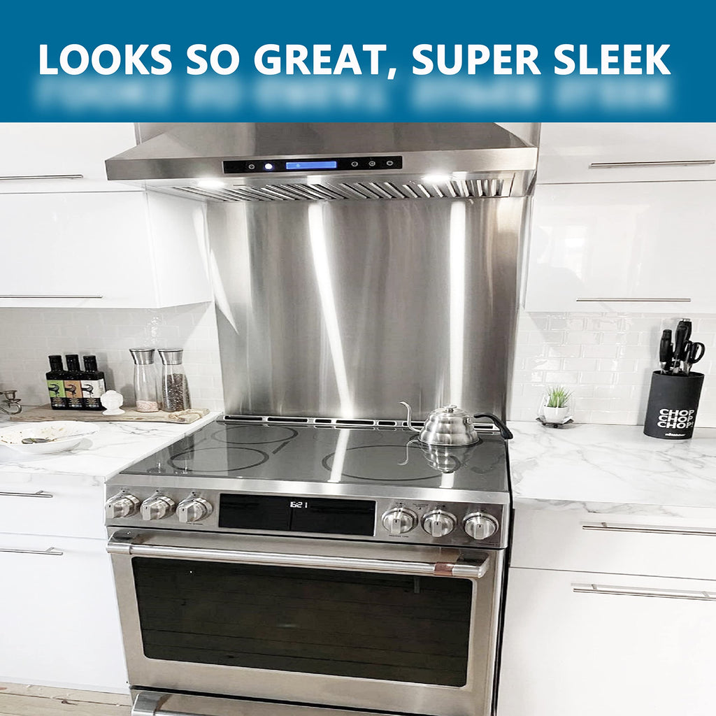 24" By 30" Stainless Steel Stove Backsplash Splatter Guard SP3604 Range Hood Backsplash Wall Shield Metal Panel, Ultra Flat Easy Clean And Install, 1 Year Sales Guarantee