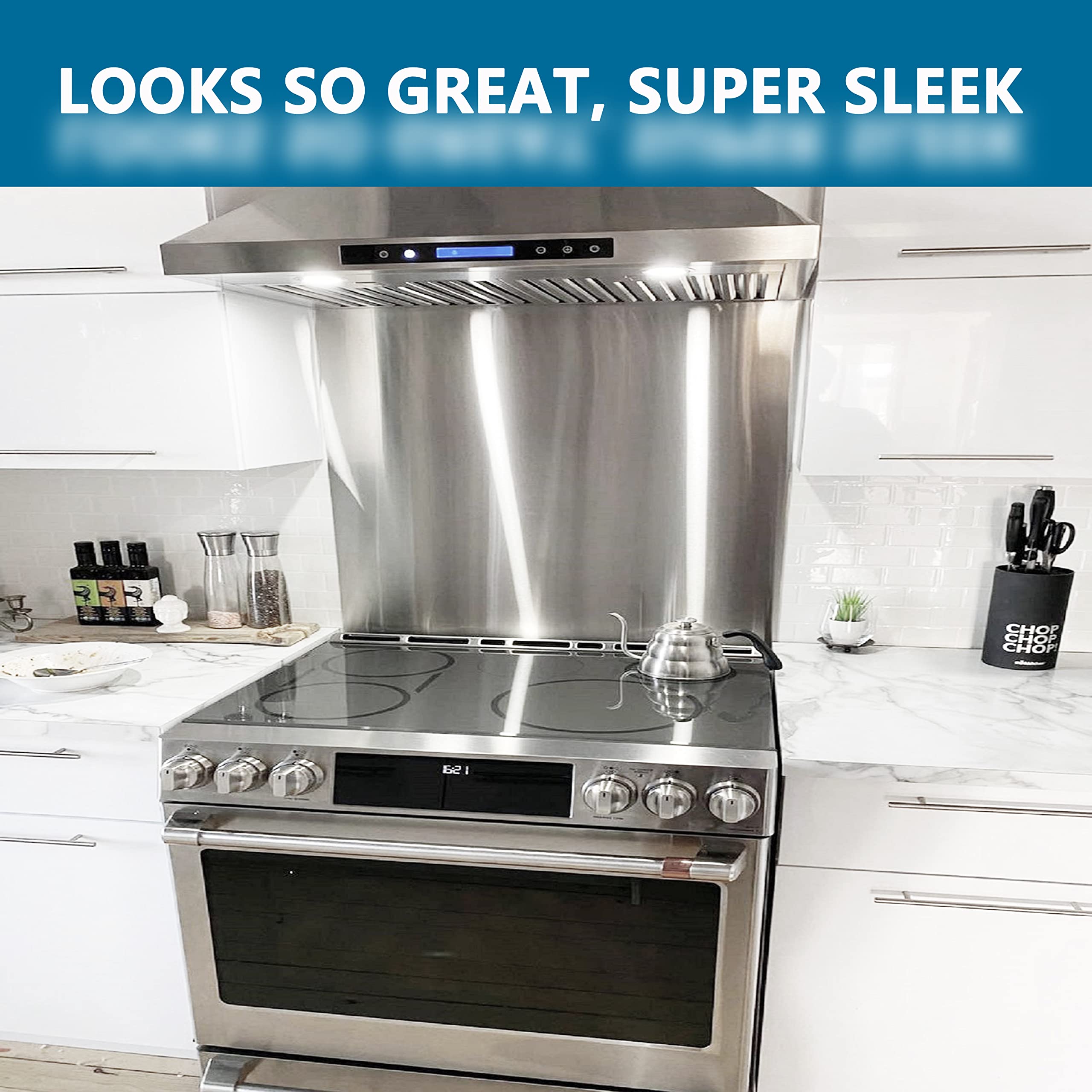 24" By 30" Stainless Steel Stove Backsplash Splatter Guard SP3604 Range Hood Backsplash Wall Shield Metal Panel, Ultra Flat Easy Clean And Install, 1 Year Sales Guarantee