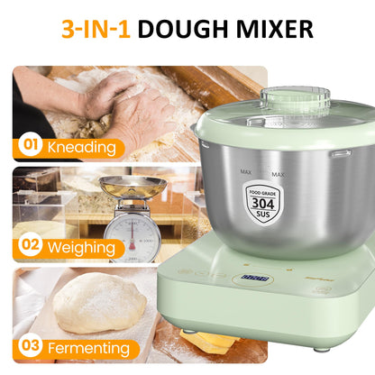 Sunvivi Electric Dough Maker with Weighing Function,5.2QT Dough Mixer with Ferment Function,Household Bread Maker Kitchen Flour Kneading Machine with Stainless Steel Bowl,Face-up Touch Panel