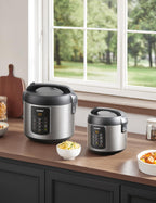 COMFEE' Compact Rice Cooker, 6-in-1 Stainless Steel Multi Cooker, Slow Cooker, Steamer, Saute, and Warmer, 2 QT, 8 Cups Cooked(4 Cups Uncooked), Brown Rice, Quinoa and Oatmeal, 6 One-Touch Programs