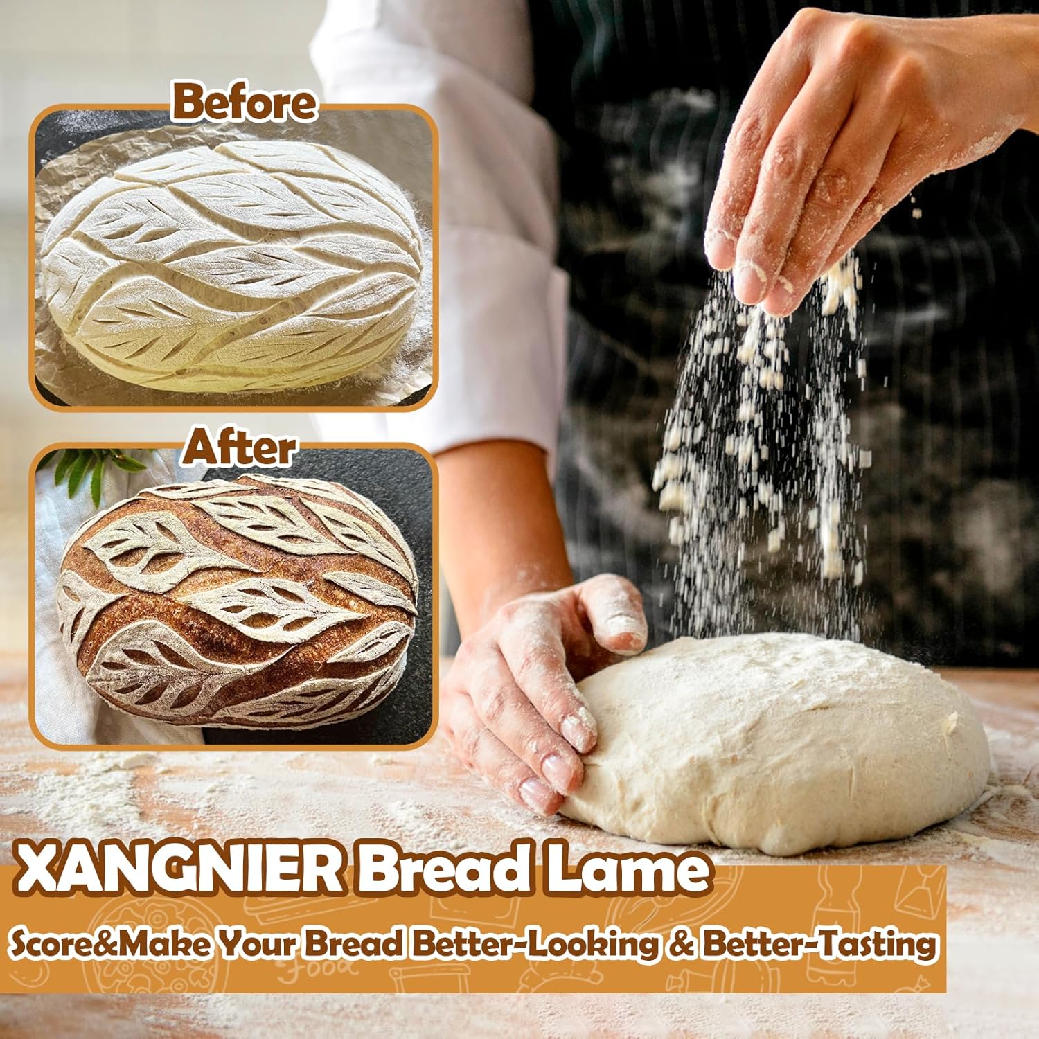 XANGNIER Bread Lame Dough Scoring Tool,5 Pack Sourdough Scoring Tools,Bread Dough Cutter Slashing Razor Tool,Bread Baking & Making Tools Supplies Accessories