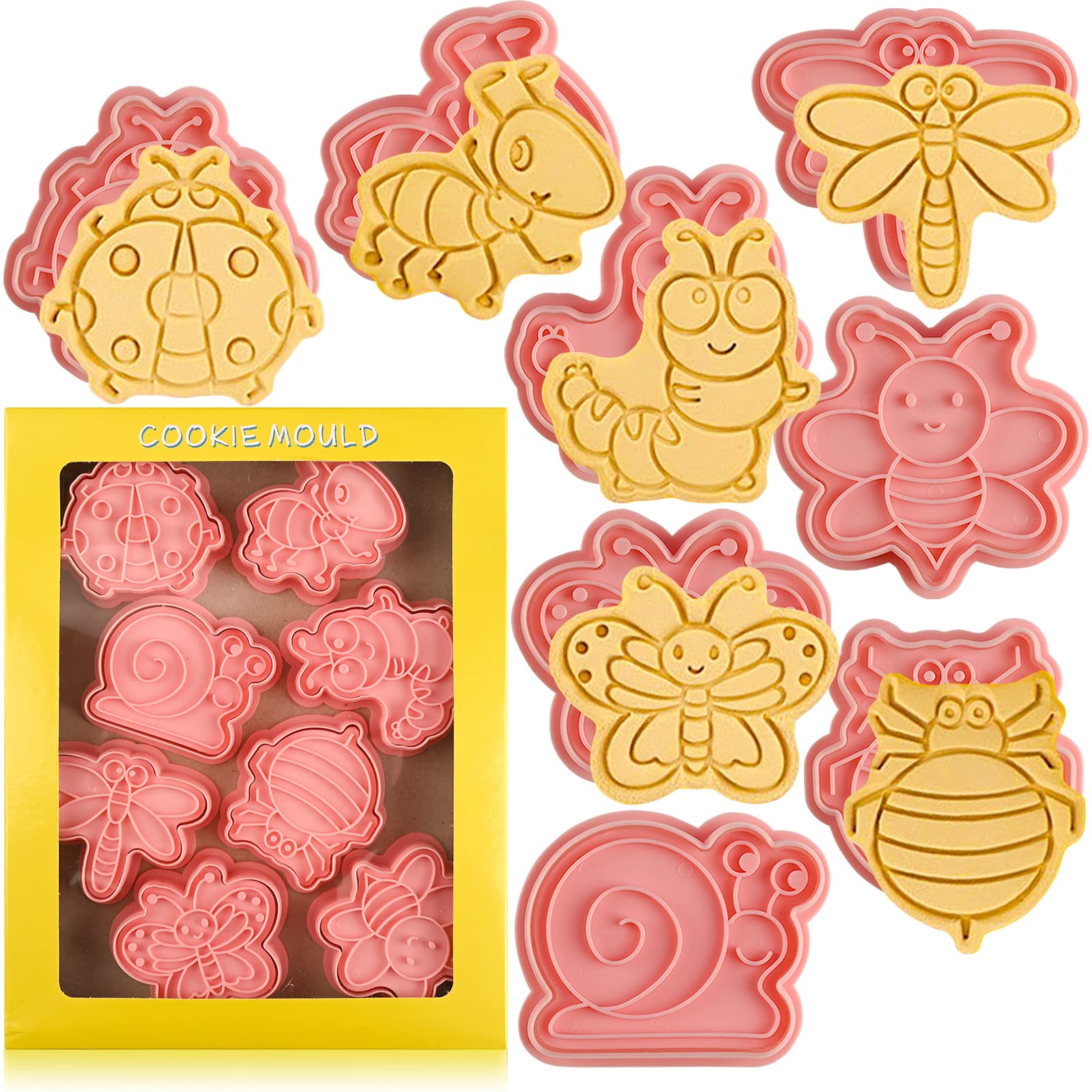 Animal Cookie Cutters With Plunger Stamps Set,8 Piece 3D Animal Embossing Cutters For Biscuit Fondant Cheese Baking Molds