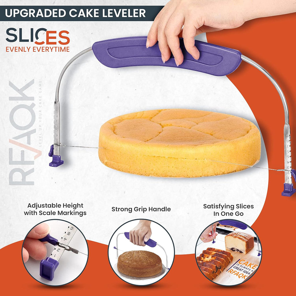 RFAQK 50PCs Cake Decorating Supplies Kit with 12" Aluminum Rotating Cake Turntable Stand, Professional Leveler, Straight & Offset Spatulas, 12 Numbered Icing Tips & Bags