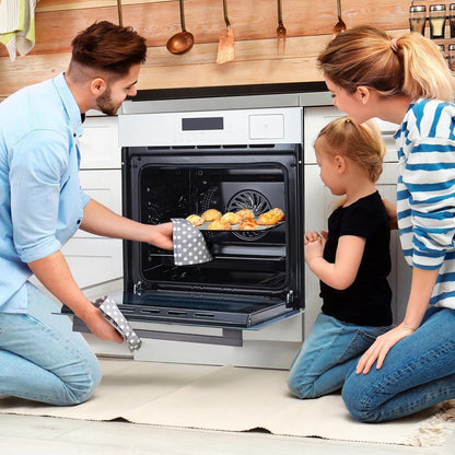 24" Single Wall Oven, 2.5 Cu.ft Built-in Timer-Convection Electric Wall Oven with 8 Baking Modes, 3000W, 240V, Stainless Steel, 3D Surround Heating, Timer, Touch Control, Safety Lock, Silver