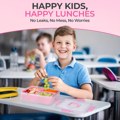 Snackle Box Container with Lid- Travel Charcuterie Box with Handle - Organizer for Candy, Fruit, Nuts, Veggies, Snacks, Beach Essentials, Portable Lunch Box (Pink, Small)