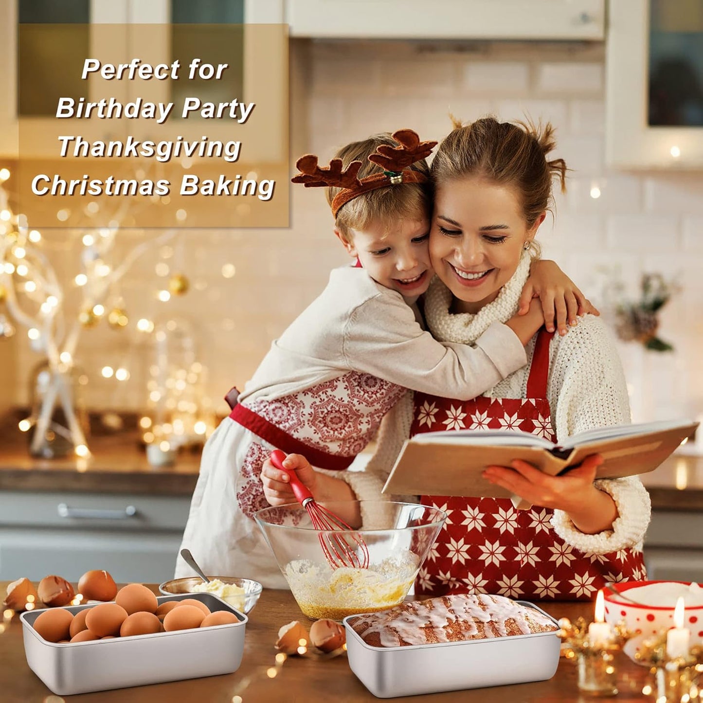 LIANYU 8 Pack 9x5 Loaf Pans for Bread Baking, Stainless Steel Baking Bread Pans, Small Loaf Tins for Homemade Brownies and Pound Cakes, Dishwasher Safe