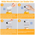 3 in 1 Electric Mason Jar Vacuum Sealer Kit, Auto Stop Jar vacuum Sealer for Mason Jars Vacuum Sealer for Jars Wide & Regular Mouth & Sous Vide Bags Compact Vacuum Sealer Vacuum Sealer for Food White