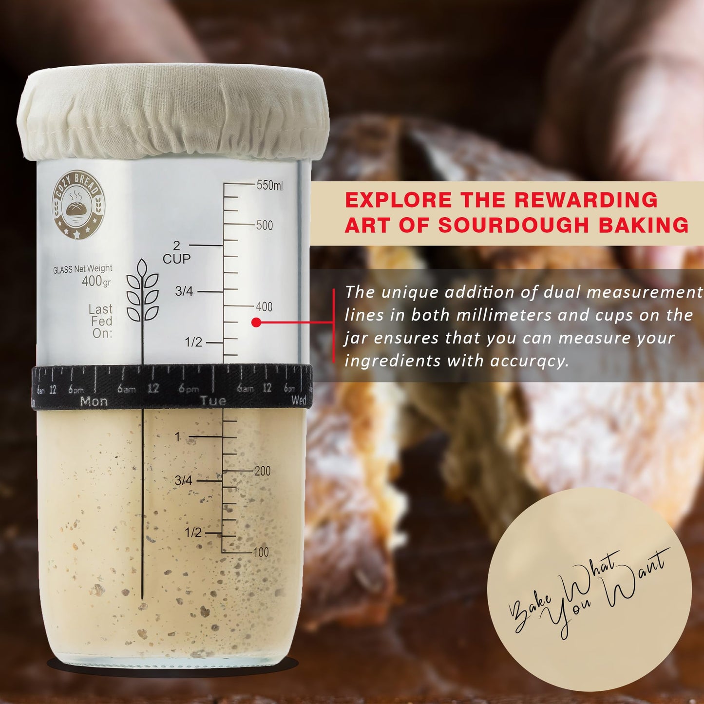 The Ultimate Sourdough Proofing & Sourdough Starter Jar Set by Cozy Bread® | Proofing Mat (10" x 21") | Insulation Box | Sourdough Starter Jar Kit