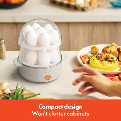 bella Electric Egg Cooker, 14 Eggs Capacity Tray, Double Stack, for Poached, Scrambled, Hard, Medium & Soft Boiled Eggs, Omelets and Steamed Dumplings, Auto Shutoff, 360 Watt, Oatmilk