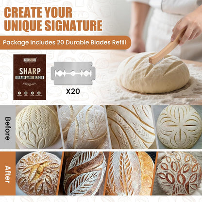 Bread Lame Blades Refill – Stainless Steel Scoring Blades for Perfect Bread Art, Suitable for Slicing and Scoring Sourdough, Baguettes, and More (20 Blades)