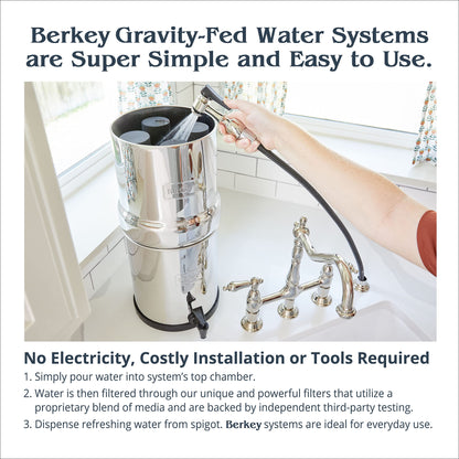 Travel Berkey Gravity-Fed Water Filter with 2 Black Berkey Elements–Enjoy Potable Water While Camping, RVing, Off-Grid, Emergencies, Every Day at Home