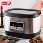 Dash Chef Series Sous Vide ze stali nierdzewnej, kontrola temperatury do steków/drobiu/owoców morza/warzyw z timerem i workami próżniowymi + pompka w zestawie, 8,5 kwarty