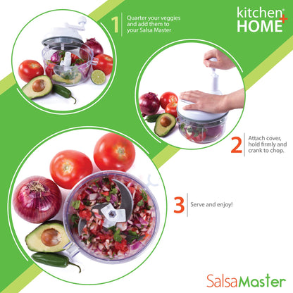 Salsa Maker, Food Chopper, Mixer and Blender - Salsa Master Manual Food Processor