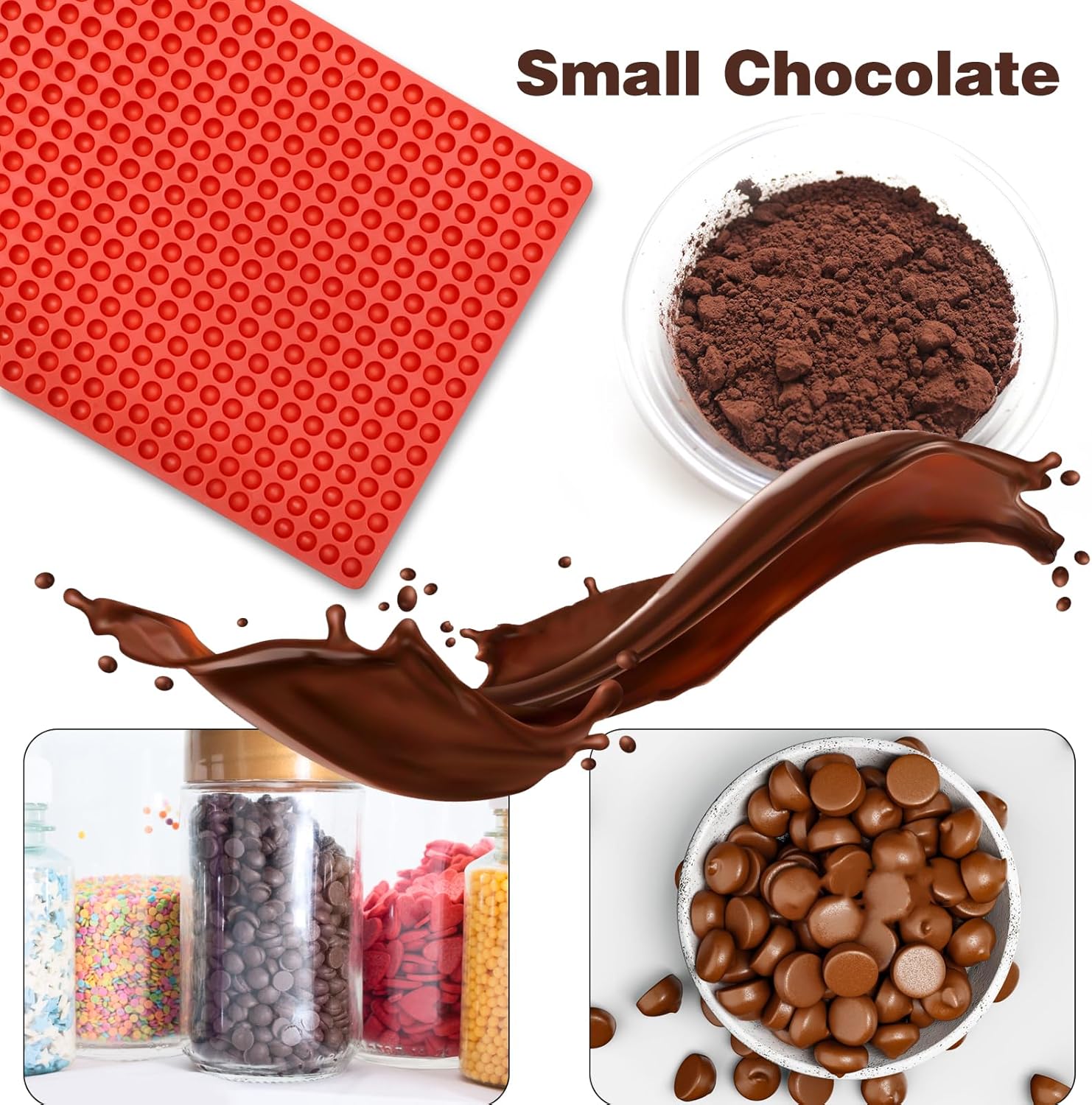 Palksky 468-Cavity Mini Round Silicone Mold/Chocolate Drops Mold/Dog Treats Pan/Semi Sphere Gummy Candy Molds for Ganache Jelly Caramels Cookies Pet Treats Baking Mold (1 Cavity - 0.02 Oz)