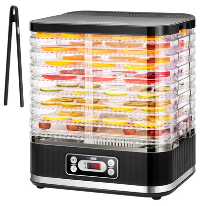 VIVOHOME Food Dehydrator, Electric 8 Trays Hydrator Machine with 72H Digital Timer and Temperature Control for Fruit Vegetable Meat Jerky Herb Beef Mushroom, Black