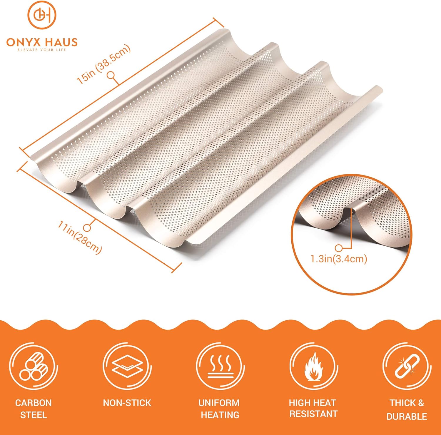 French Bread Kit - Baguette Pan for Baking, Silicone Baking Mat, Dough Cutter and Scraper, Bread Lame Cutter, & Bakers Couche Proofing Cloth - Nonstick Bread Pans for Homemade Bread Gift Set