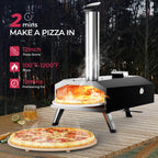 Icyglee 12" piec do pizzy na pelet drzewny, przenośny piec do pizzy opalany drewnem z obrotowym kamieniem do pizzy, grill do pizzy na blacie do ogrodu i na zewnątrz, czarny