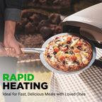 Piec do pizzy NutriChef Outdoor z obracającym się o 360° kamieniem do pizzy | Regulowane pokrętło do regulacji temperatury, w zestawie łopata do pizzy, kamień i regulator z wężem | Piecze pizzę o średnicy 12 cali w 60 sekund | 25,2 x 16,1 x 14 cali