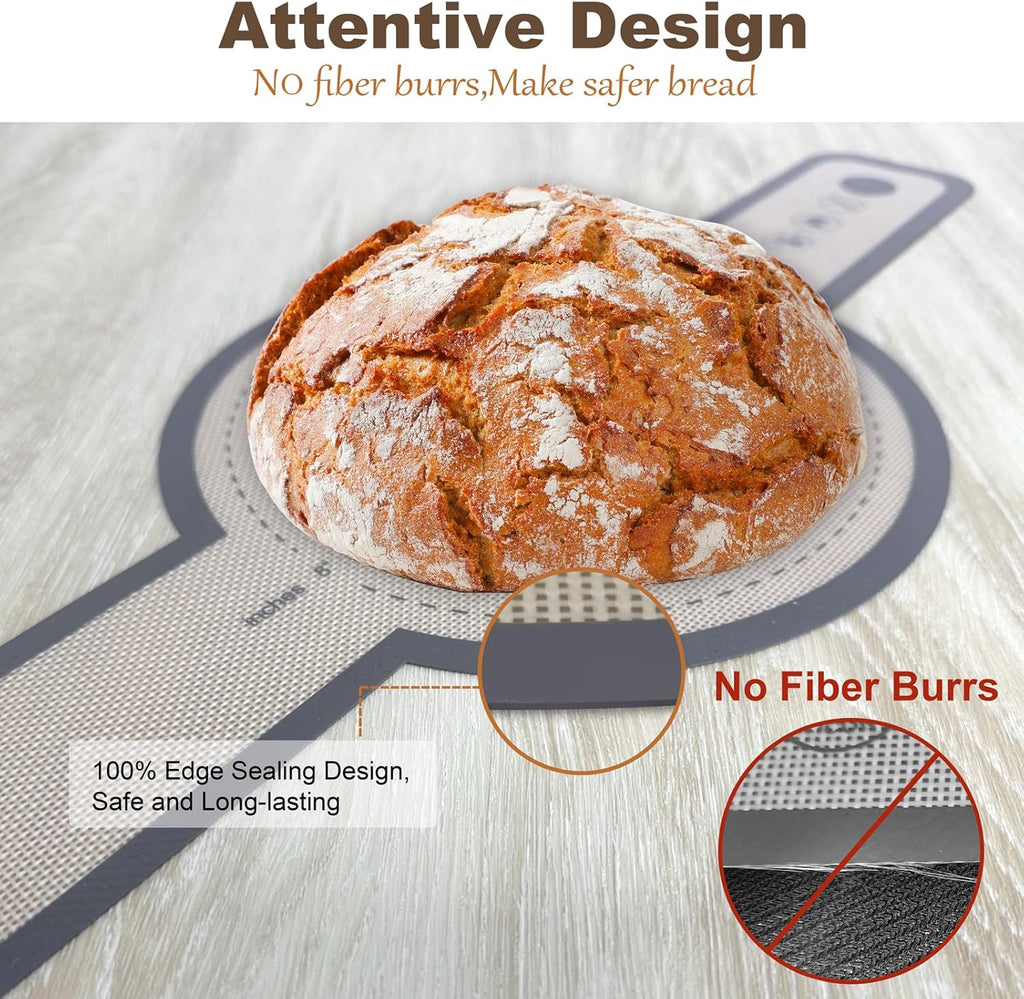 Silicone Bread Sling for Dutch Oven, 2 Pcs Non-Stick & no objectional odor Bread Baking Mat Set, antislip Reusable Bread Sling with Long Handle to Transfer Sourdough, large, Gray