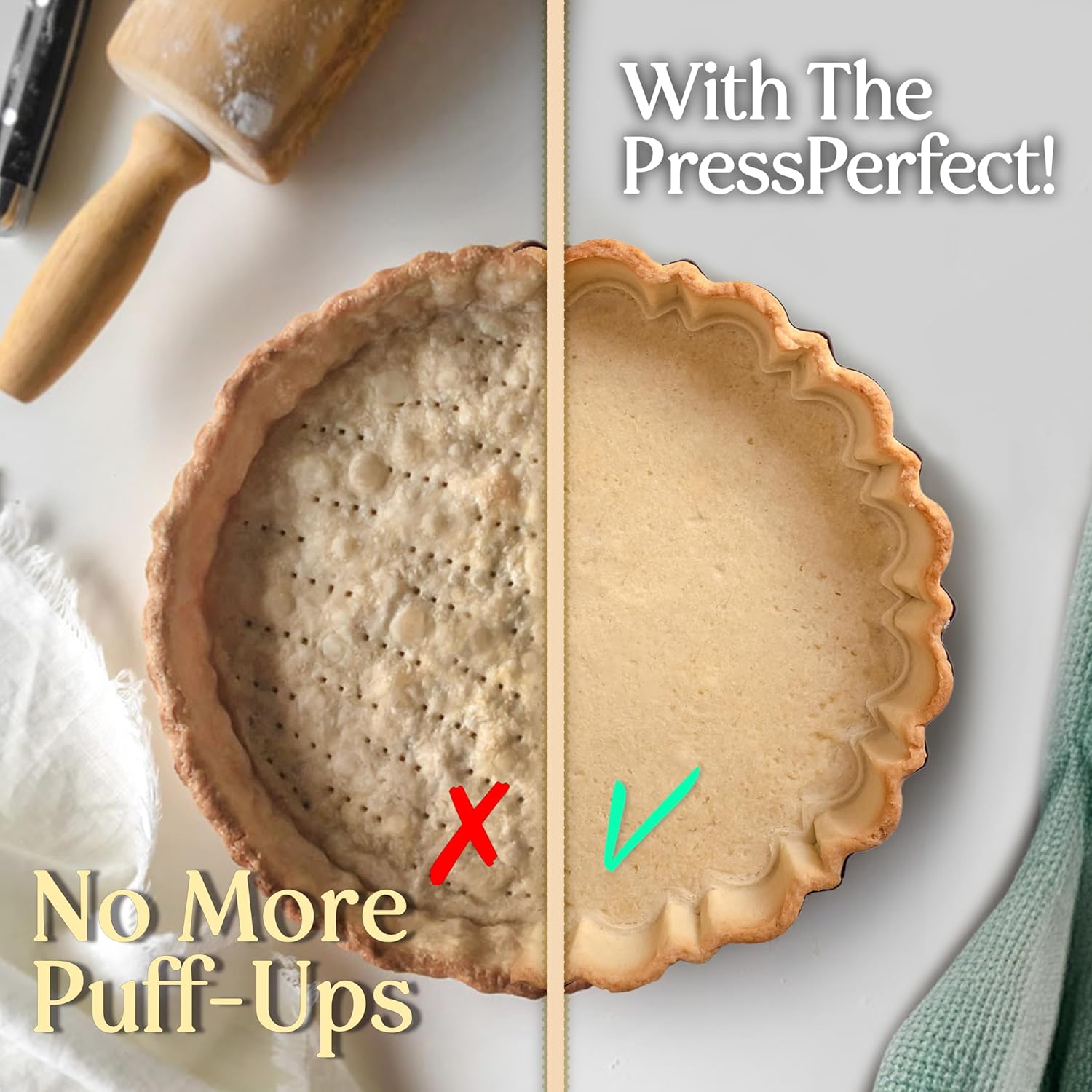 PressPerfect Silicone Pie Weight - Patented Blind Baking Insert for TartArt 9 Inch Tart Pan - Alternative to Ceramic Pie Weights for Baking Crust - No Puff Ups or Cracked Crusts