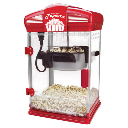 West Bend Stir Crazy Movie Theater Popcorn Popper with Nonstick Popcorn Kettle, Measuring Tool and Popcorn Scoop for Gourmet Popcorn Machine , 4 Qt., Red